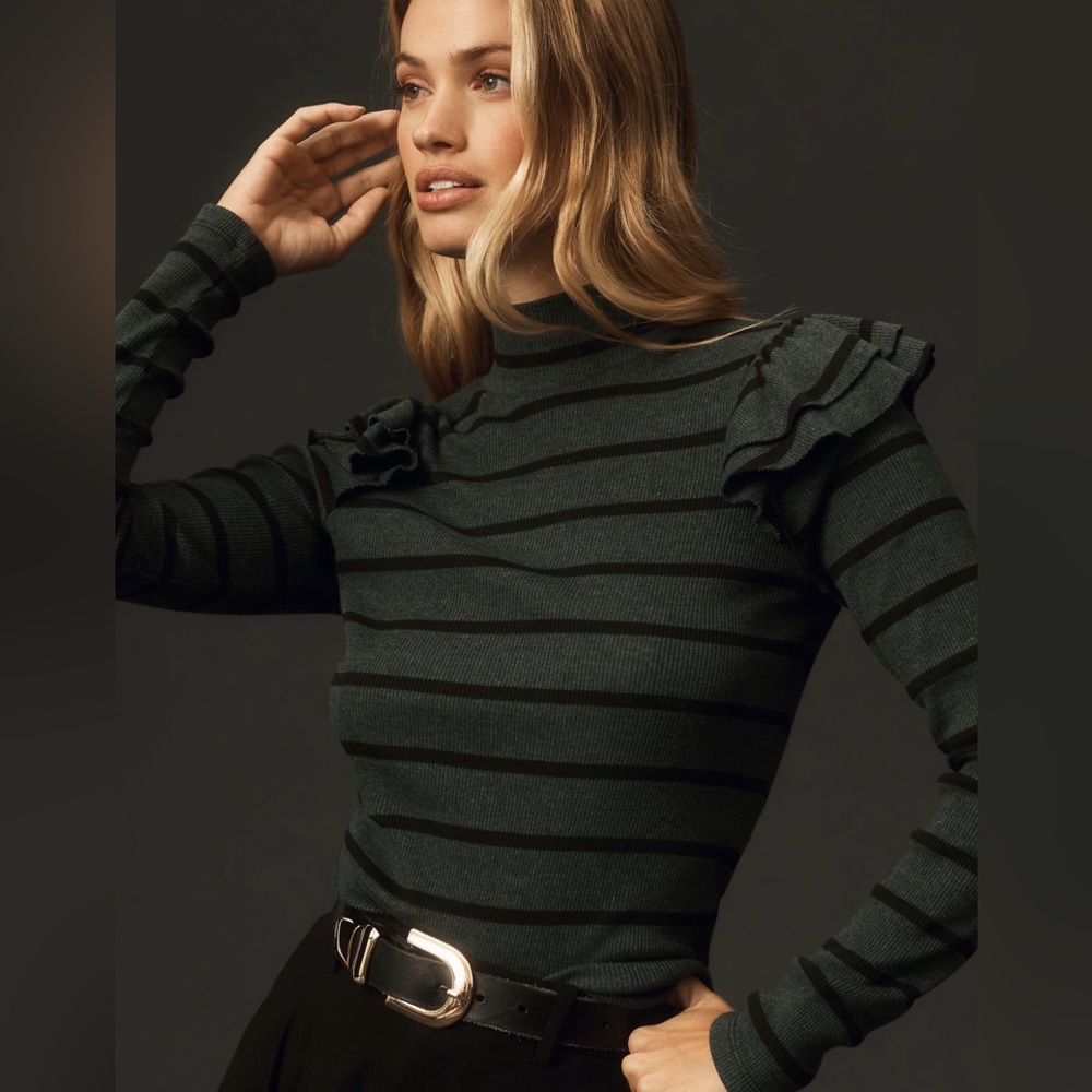 T.La Ruffled turtle neck top. Bought at Anthropologie. Size large.